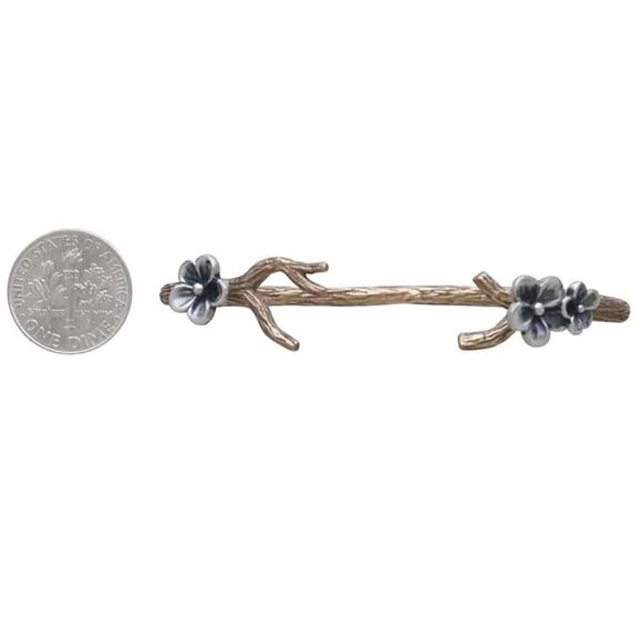 Bronze‎ Branch Bracelet with Silver Blossoms - Nature & Floral Jewelry - Picture 3 of 3